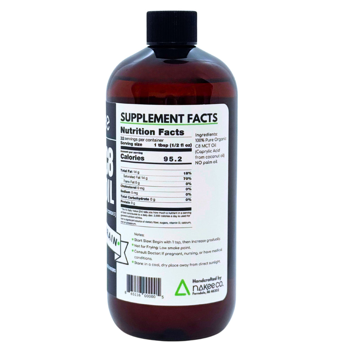 Nakee Butter Pure C8 MCT Oil – 16 oz