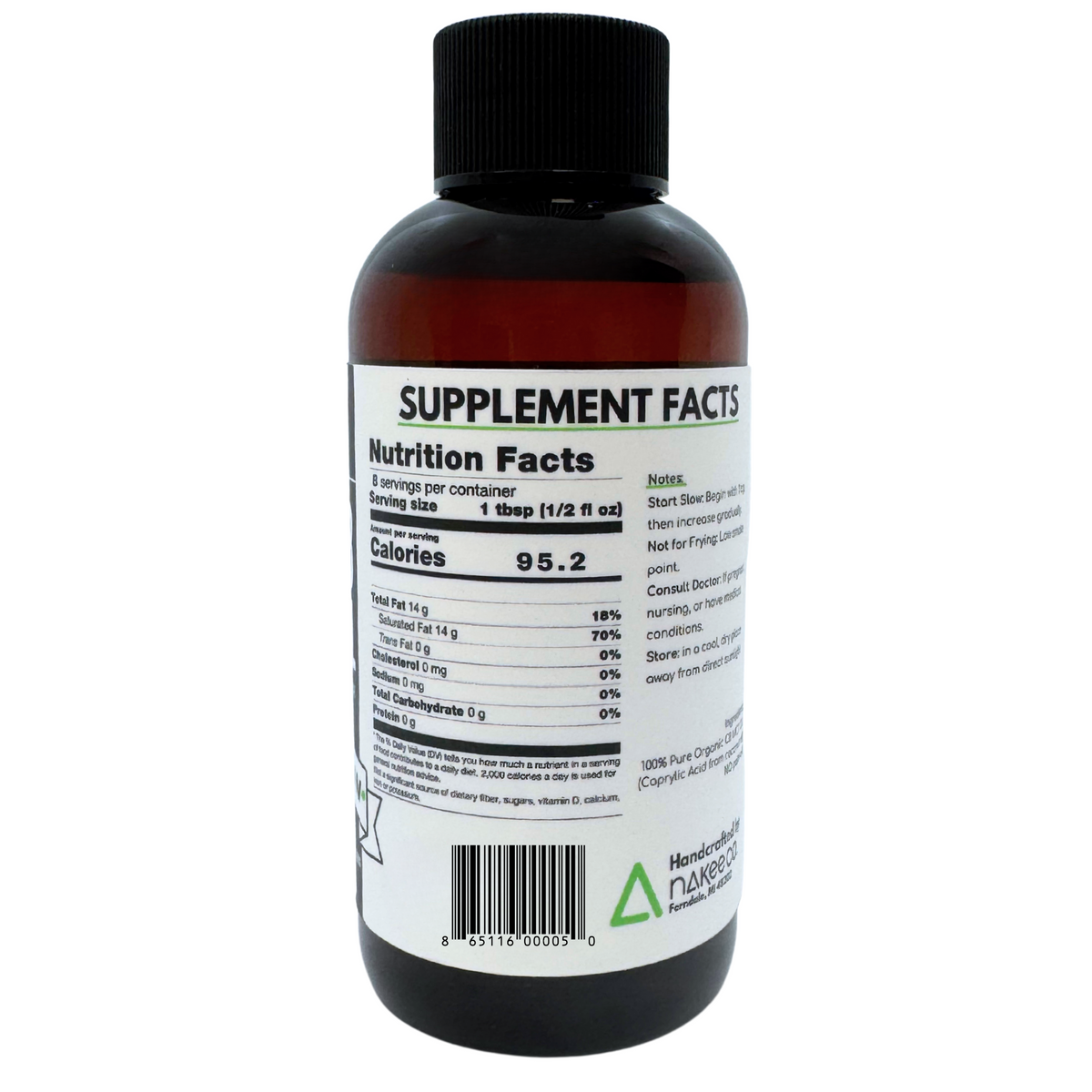 Nakee Butter Pure C8 MCT Oil – 3.4 oz Travel Size