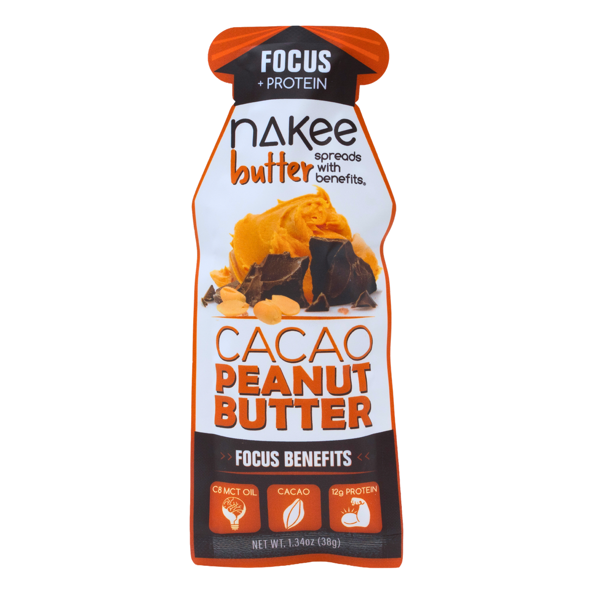 Focus – Cacao Peanut Butter + C8 MCT | 12g Protein Squeeze Pouch Multi-Pack