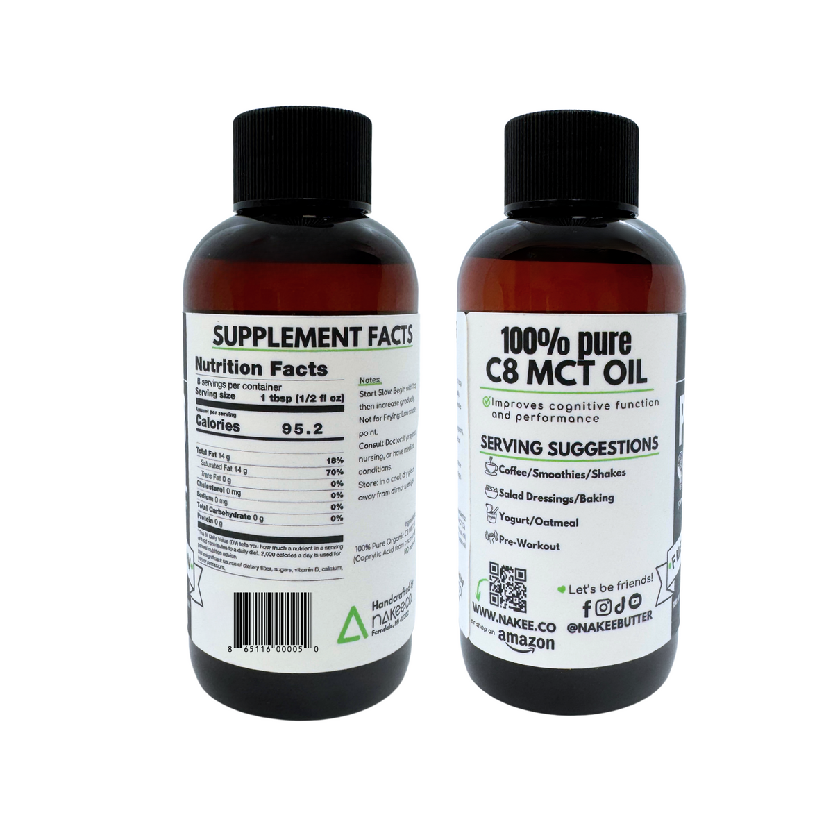 Nakee Butter Pure C8 MCT Oil – 3.4 oz Travel Size